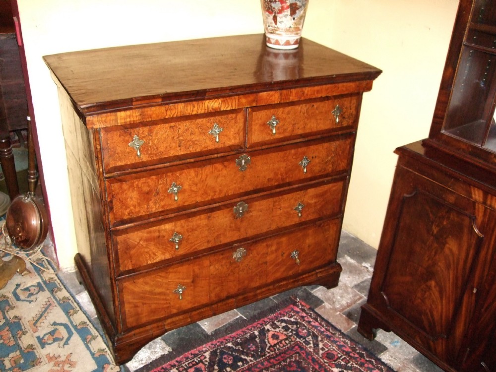 Nice Small Queen Anne Period Elm & Oak 2 Part Chest of Drawers C.1700