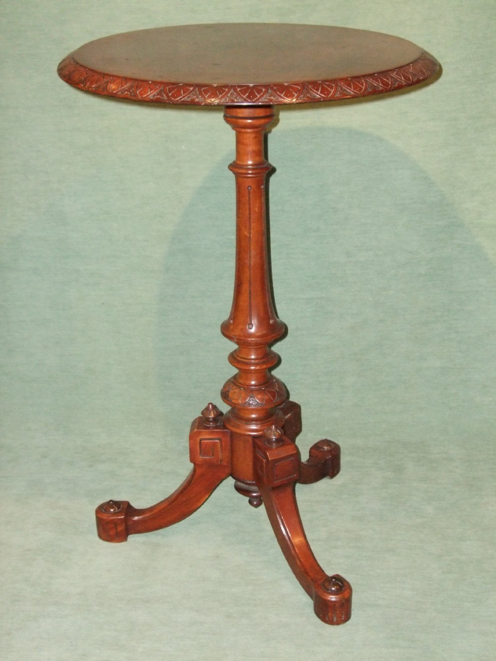19thC Walnut Occasional Table with Carved Decoration