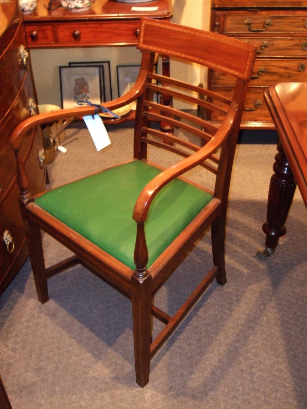 Superb Set of 6 Sheraton Revival Mahogany & Inlaid Late 19th Century Dining Chairs