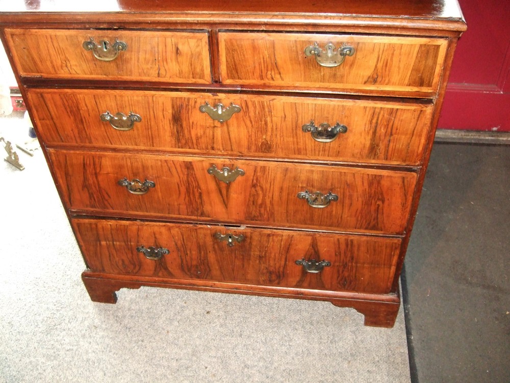 18thC Figured Walnut Chest of Drawers