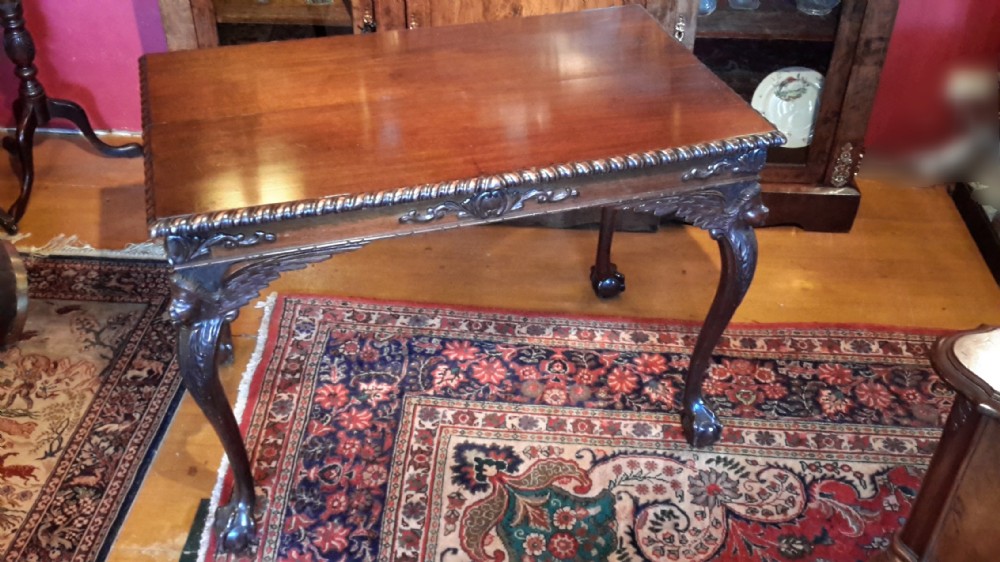 19th Century Irish Mahogany Side Table with Finely Carved Decoration