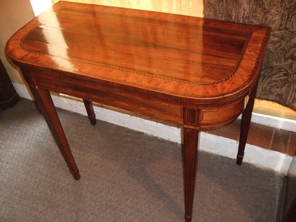 George 3rd Rosewood Satinwood Cross banded Card Table C.1780