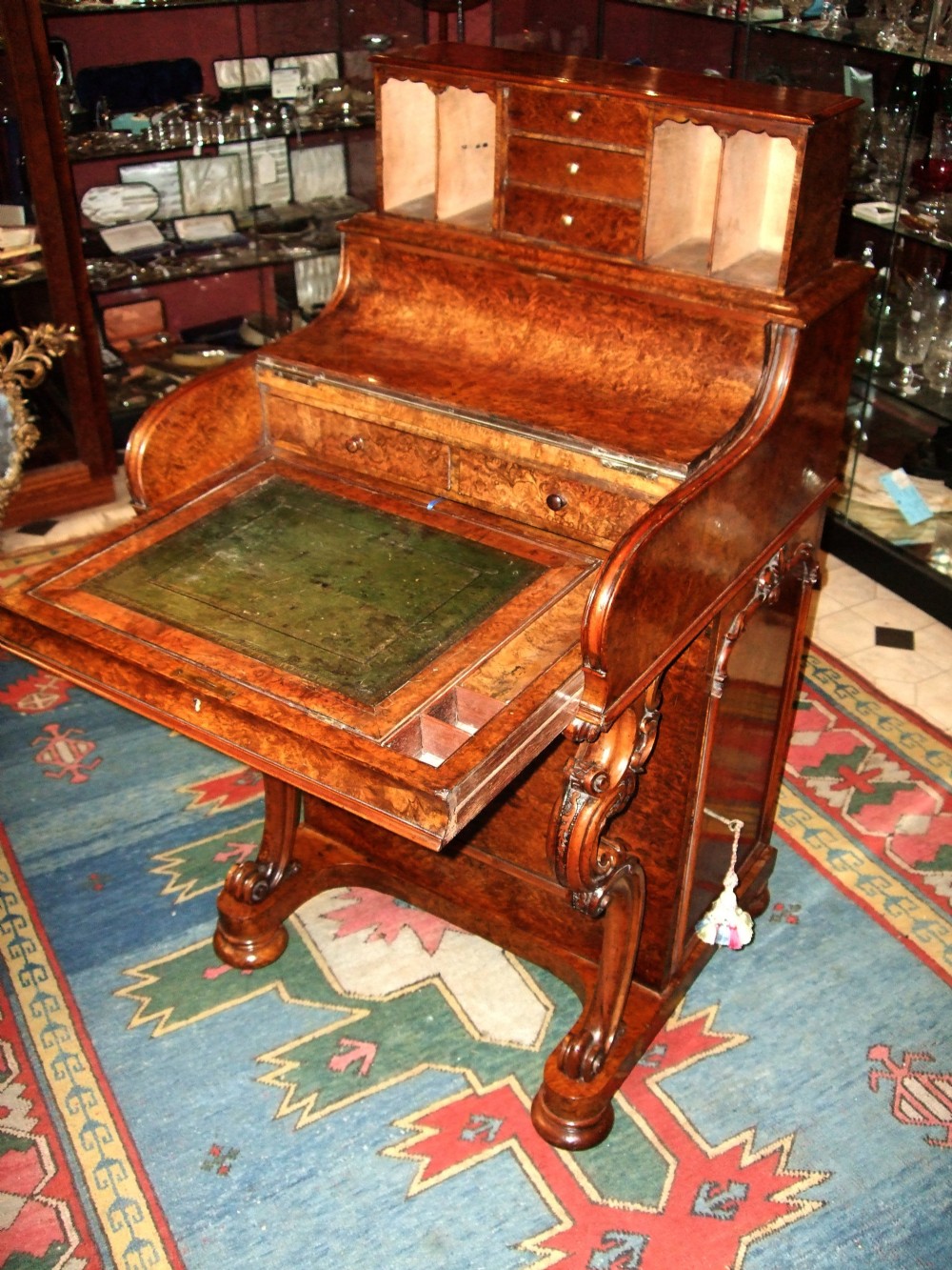 Fabulous Victorian Burr Walnut (Pop-Up) Piano Top Davenport Desk