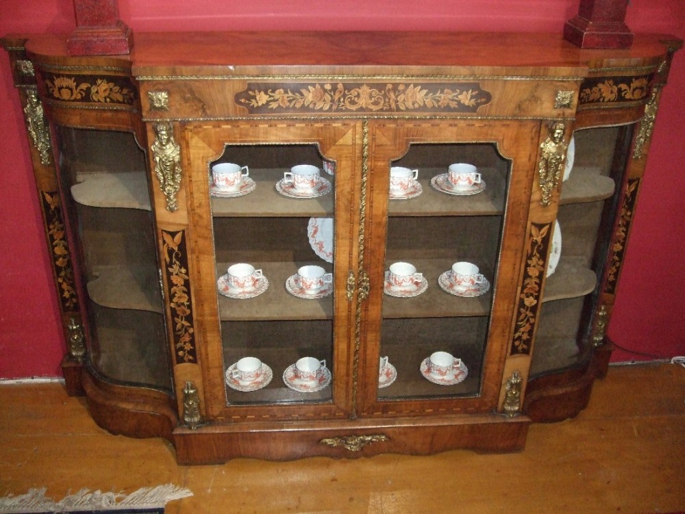 Superb Victorian Marquetry Walnut Credenza with Ormolu Mounts