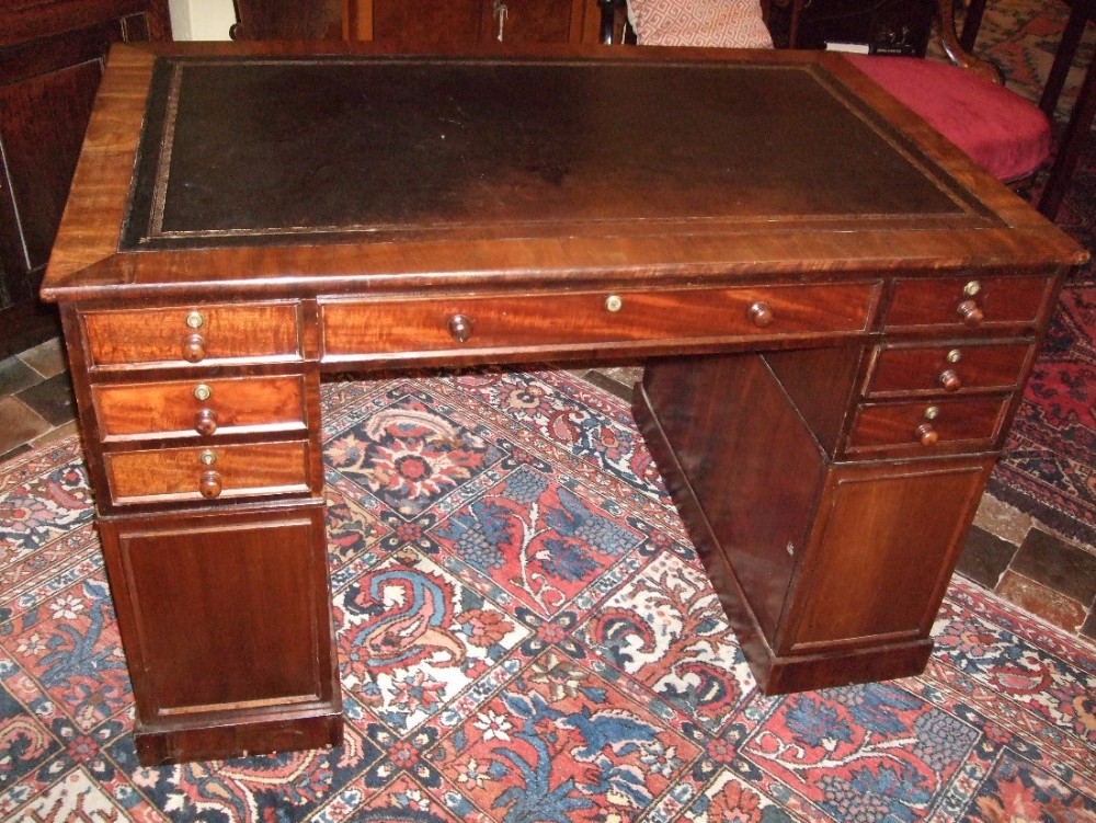Unusual 19thC Mahogany Partners Desk of Small Proportions