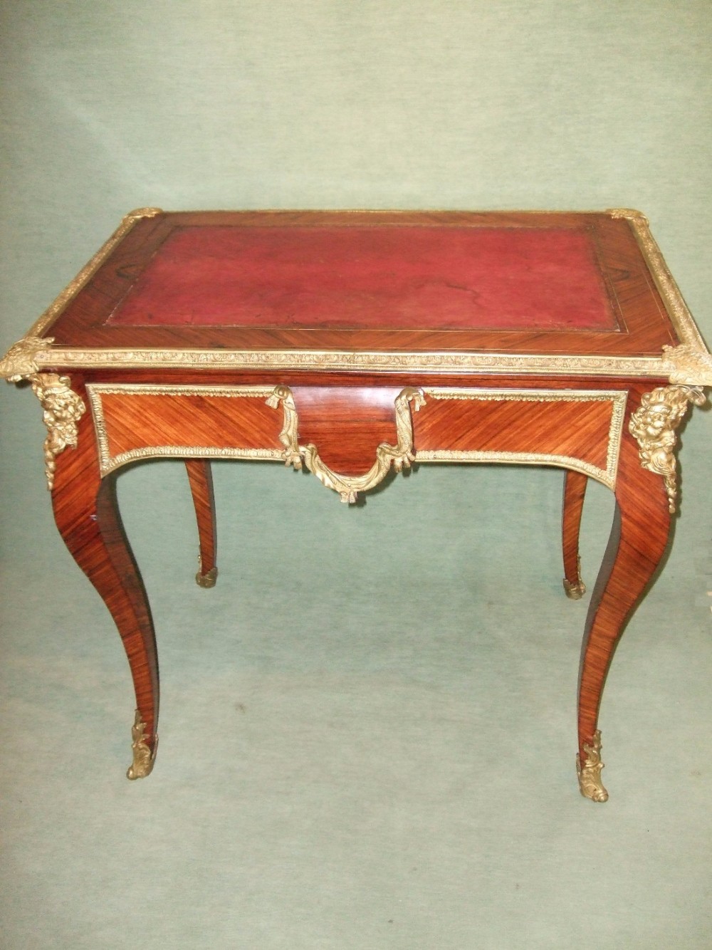 19thC French Kingwood & Ormolu Mounted Bureau Plat with Secret Drawer Opening Catch.