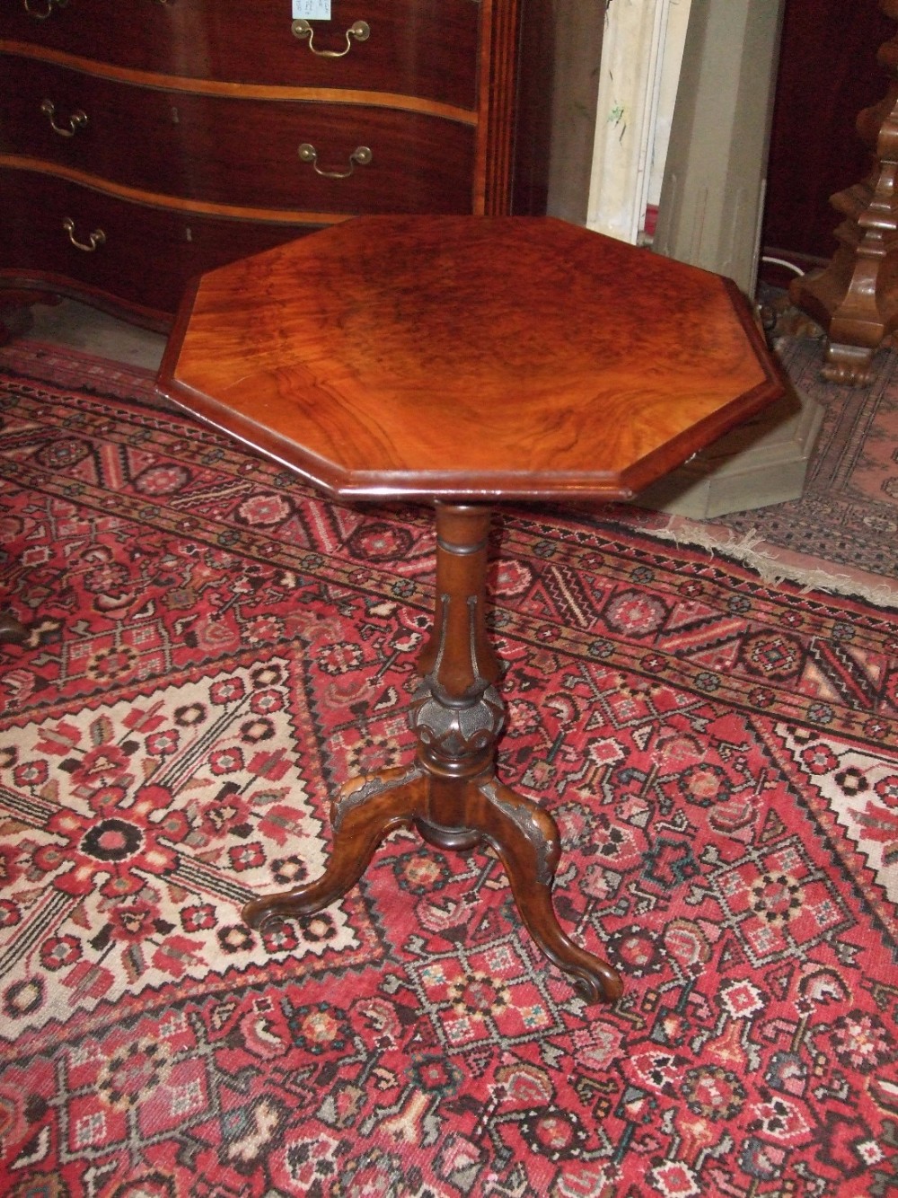 Victorian Walnut Occasional Table with Carved Pedestal