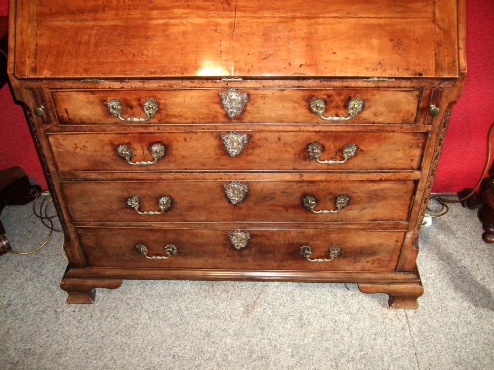 18th C Walnut Bureau with Fine Brasses View II
