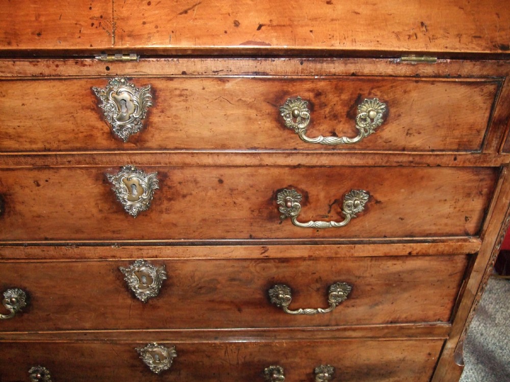 18th C Walnut Bureau with Fine Brasses View III