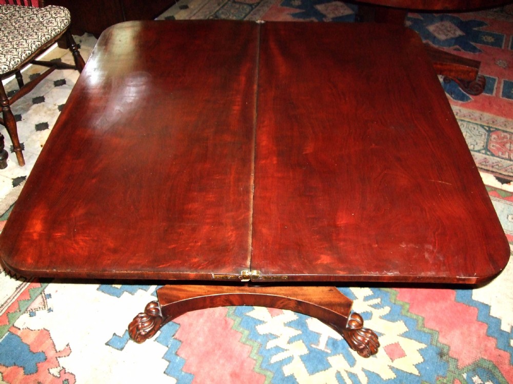 19thC Mahogany Pedestal Fold Over Tea Table View III