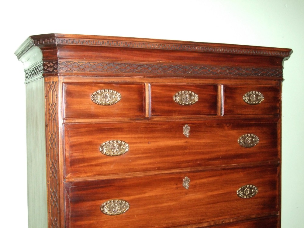 Superb 18thC Mahogany Chest on Chest with Blind Fretwork. View II