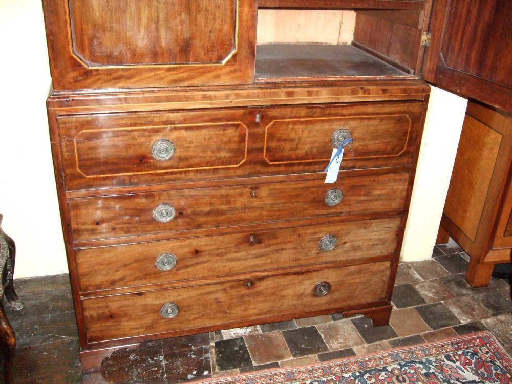 Rare George 3rd Mahogany Secretaire Linen Press View III