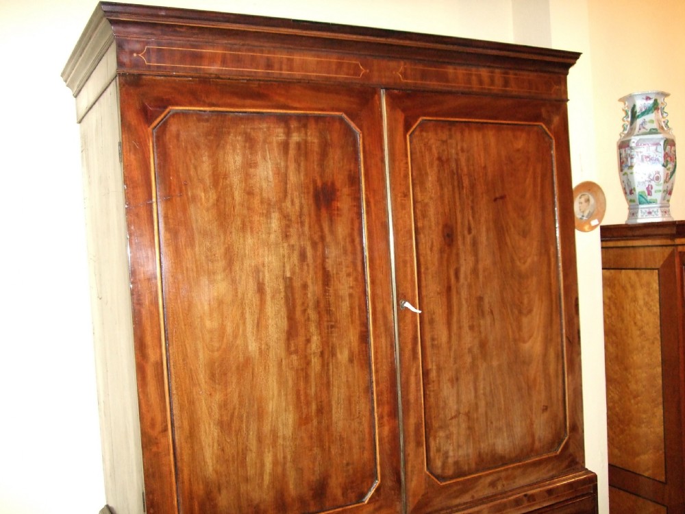 Rare George 3rd Mahogany Secretaire Linen Press View V