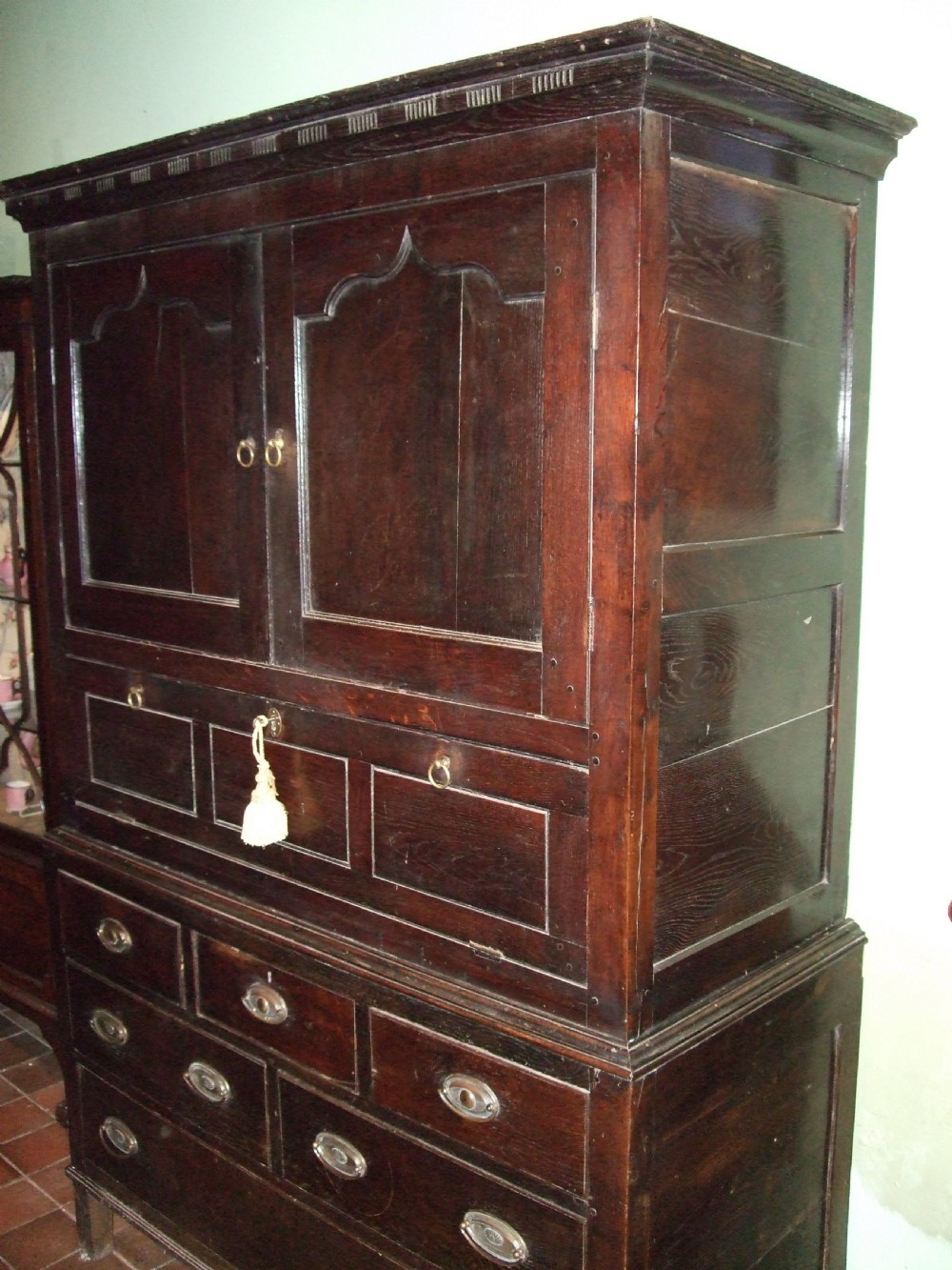 18thC Oak Linen Press Cupboard View II