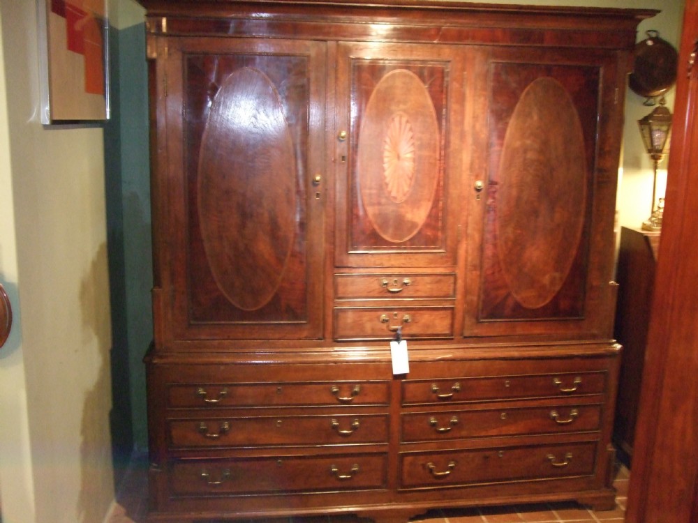 18thc Oak & Mahogany Inlaid House Keepers Cupboard