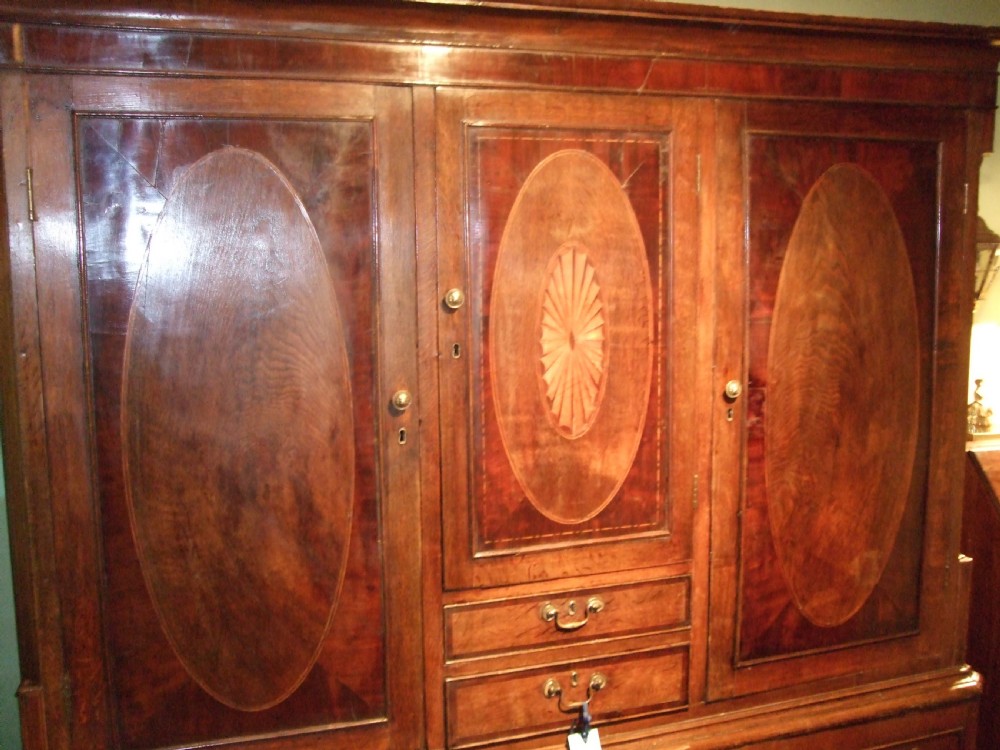 18thc Oak & Mahogany Inlaid House Keepers Cupboard View II