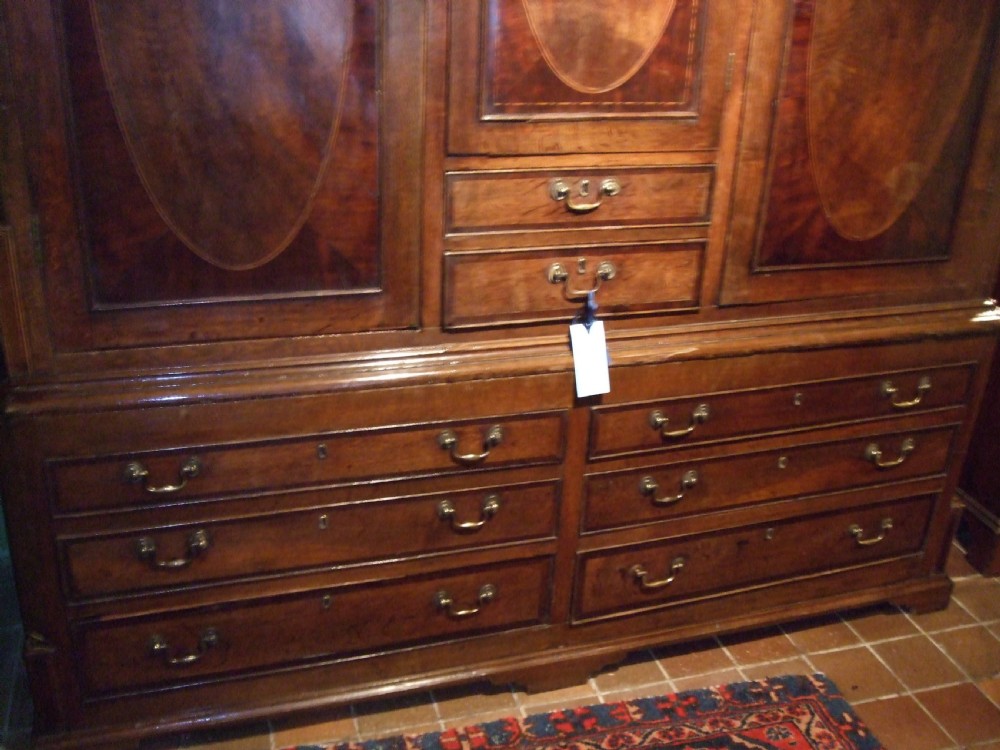 18thc Oak & Mahogany Inlaid House Keepers Cupboard View IV