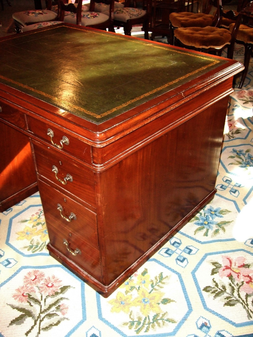 Early 19thc Mahogany Pedestal Partners Desk of Small Proportions View II