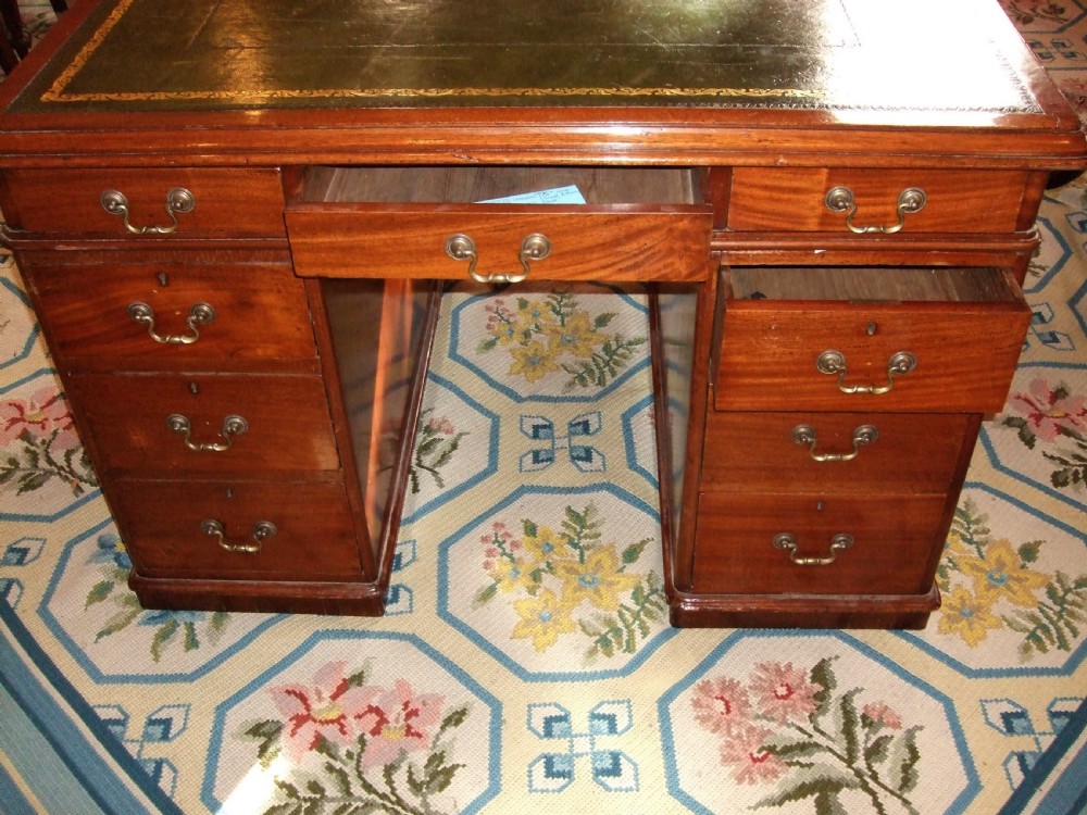Early 19thc Mahogany Pedestal Partners Desk of Small Proportions View IV