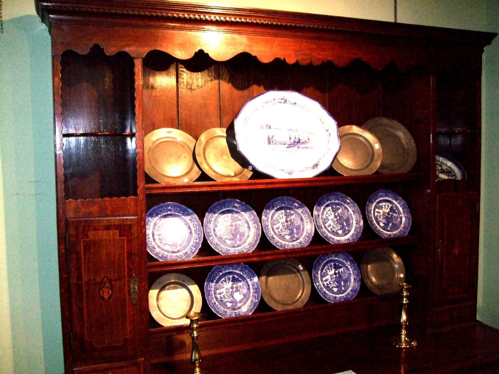 George 3rd Oak Dresser with Mahogany Boxwood & Ebony Inlaid Banding and other Floral Inlays View III