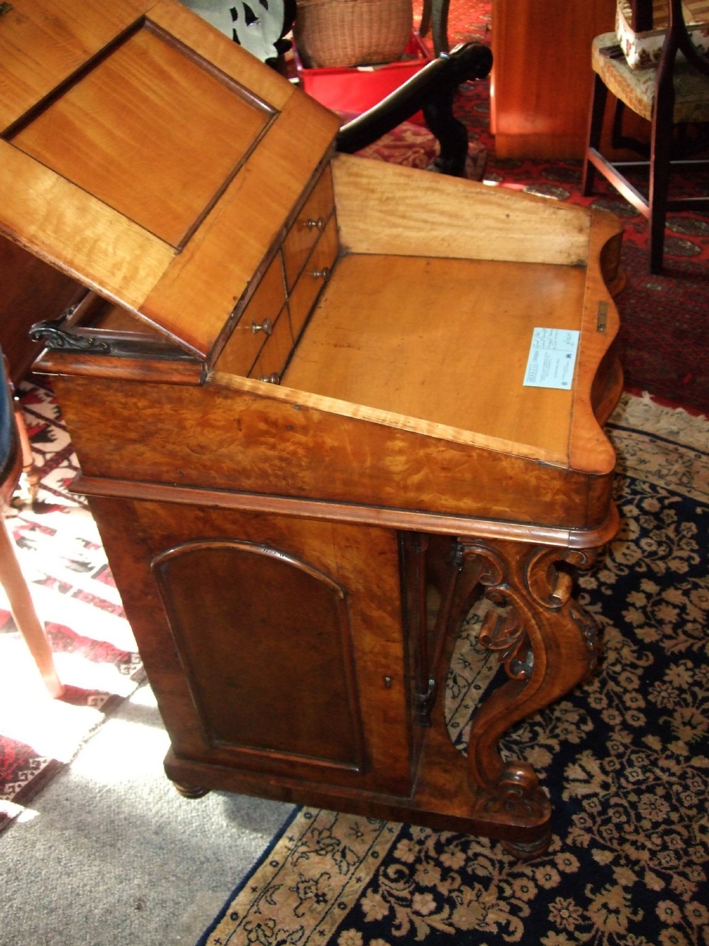 Victorian Burr Walnut Davenport Writing Desk View IV