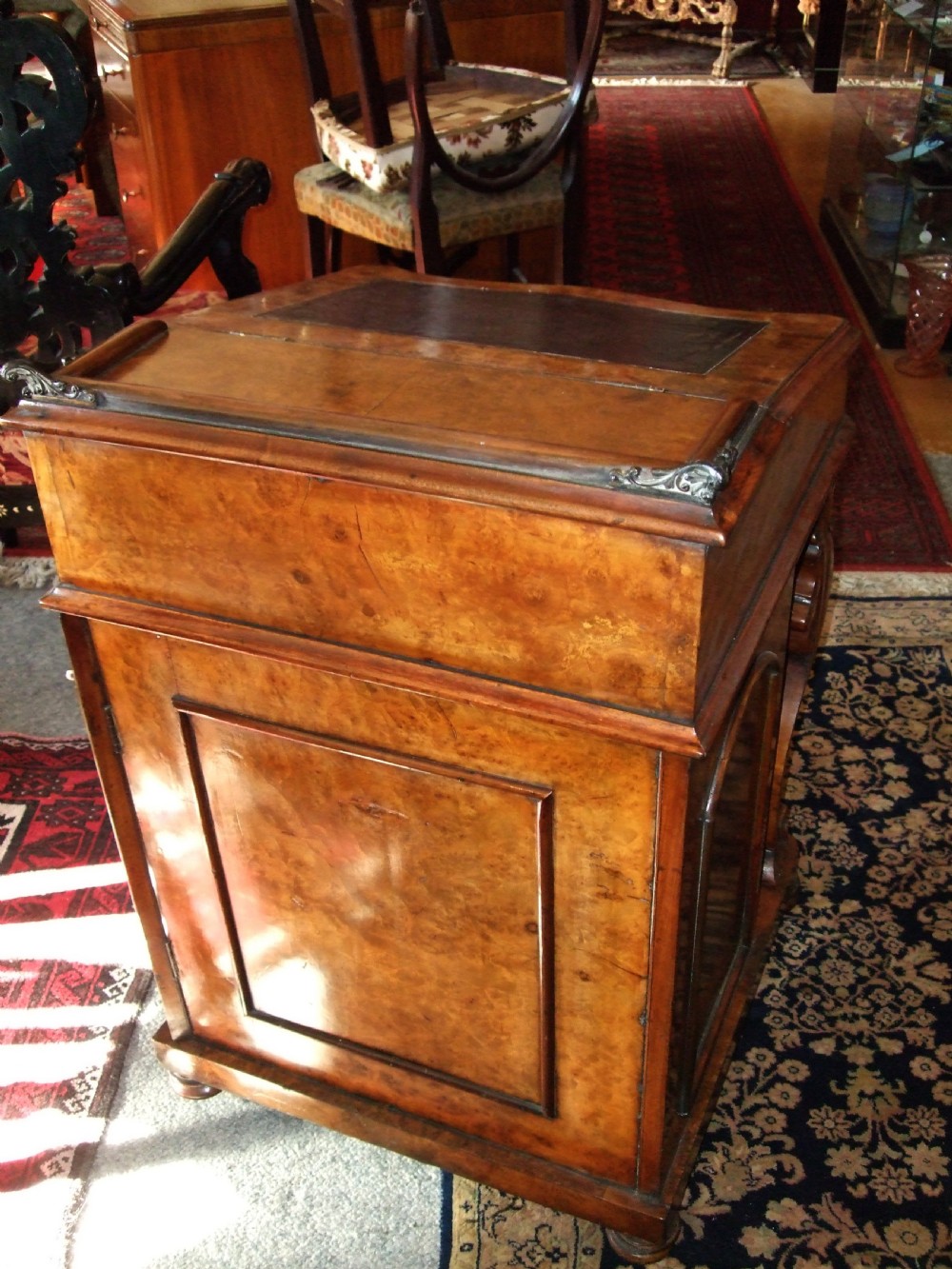 Victorian Burr Walnut Davenport Writing Desk View V
