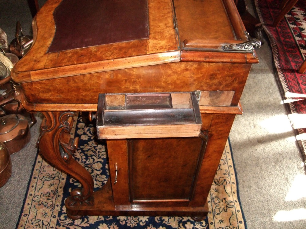 Victorian Burr Walnut Davenport Writing Desk View VI