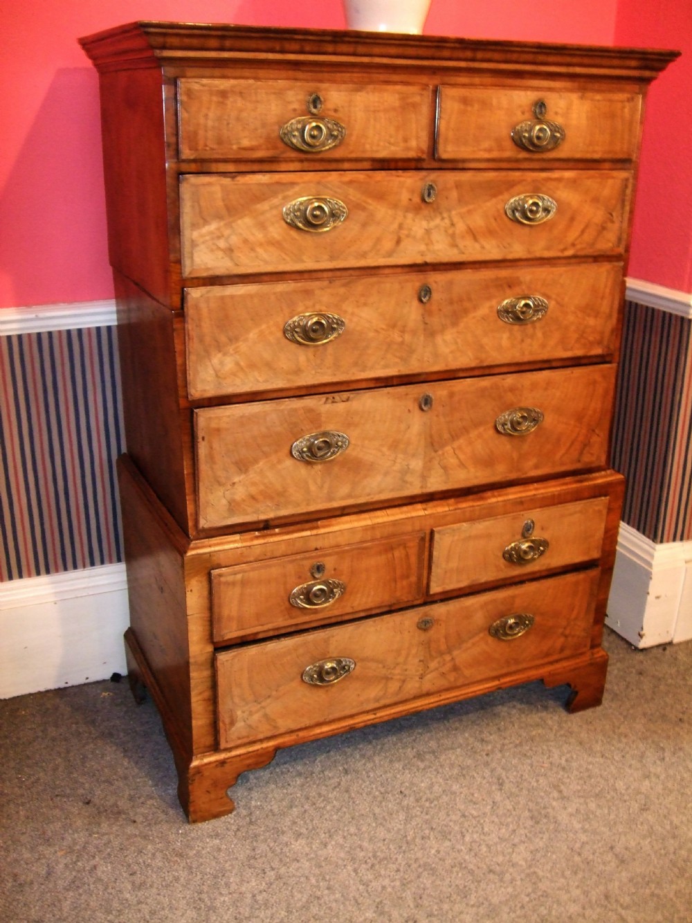 George 2nd Period Walnut Chest on Chest