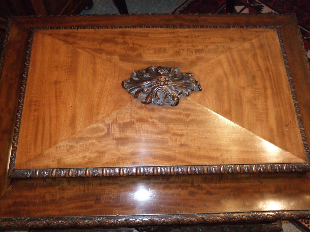 George 3rd Mahogany Cellarette with Carved Bacchanalian Details.  View V