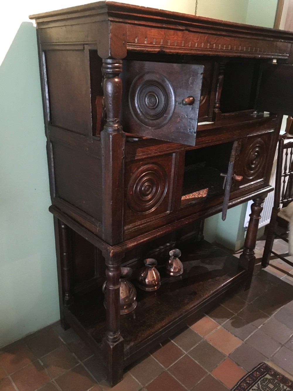 17thC Oak Court Cupboard of Unusual Design View III