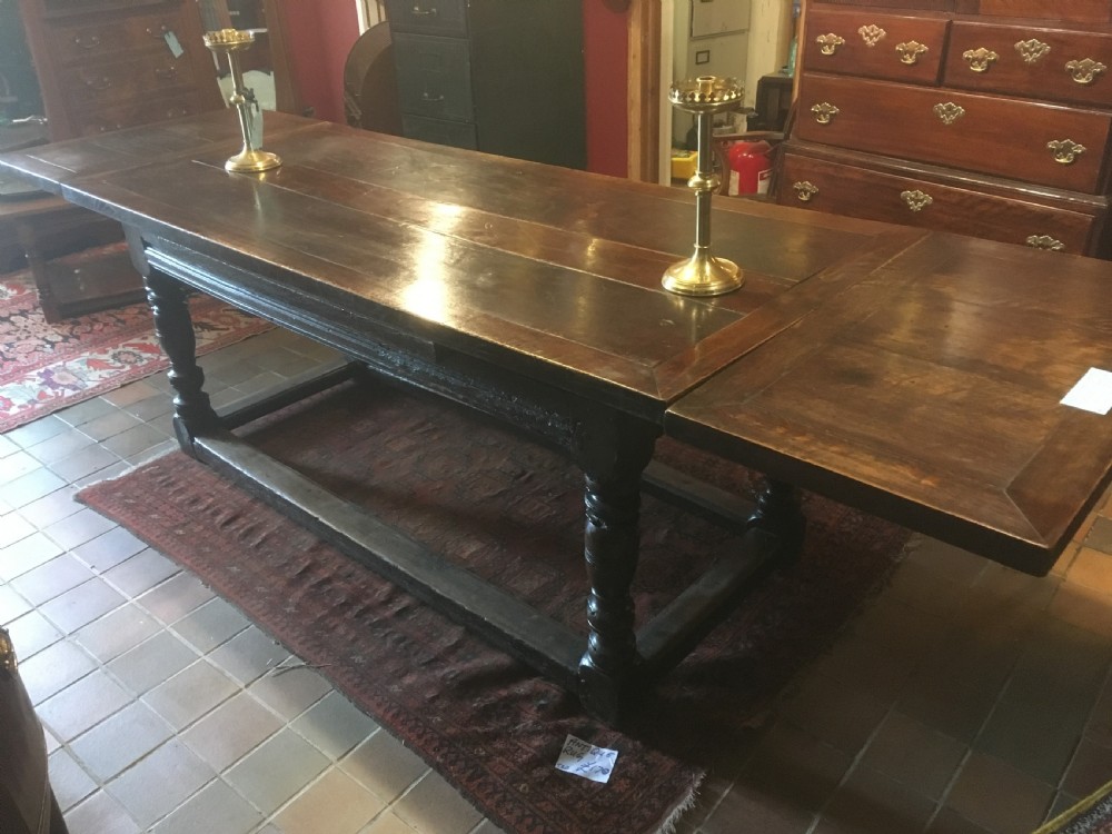 18thC Oak Drawer Leaf Extending Refrectory Dining Table