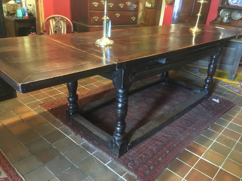 18thC Oak Drawer Leaf Extending Refrectory Dining Table View II