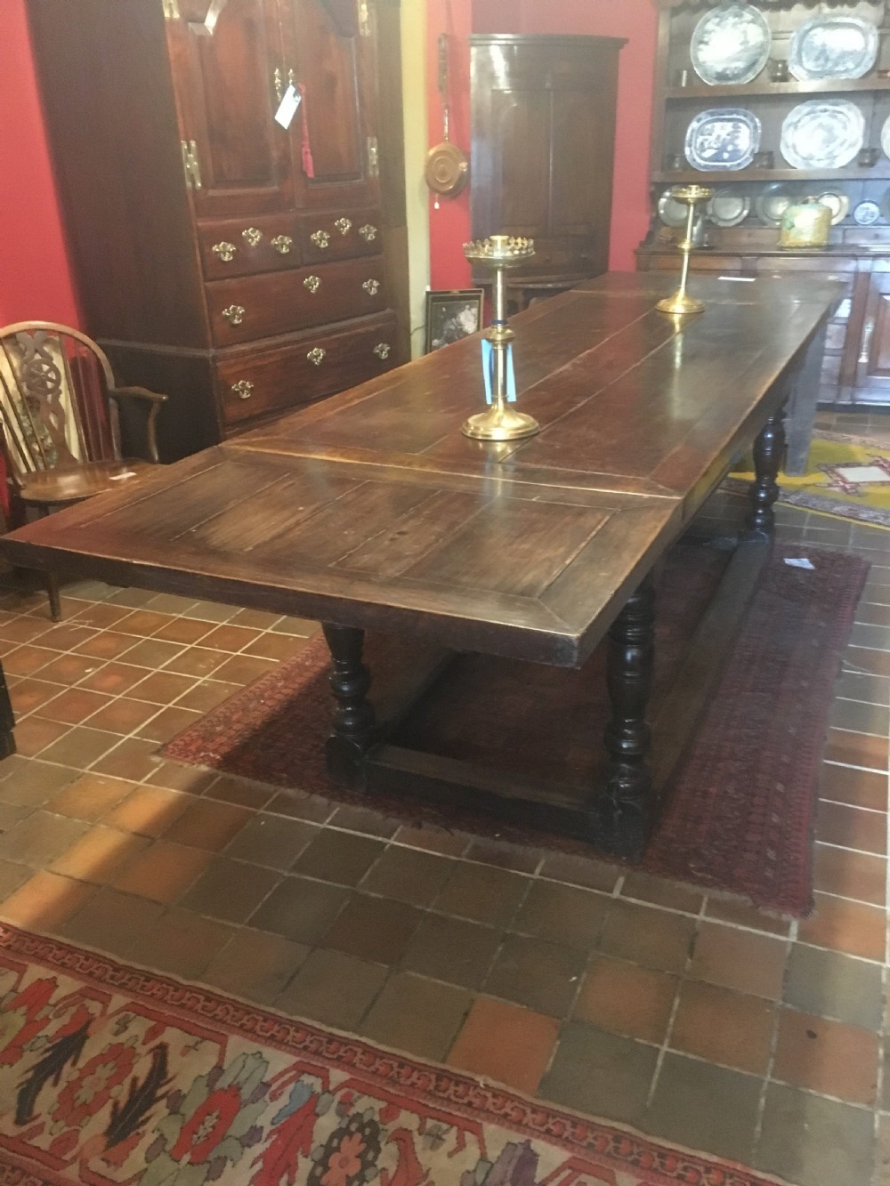 18thC Oak Drawer Leaf Extending Refrectory Dining Table View III