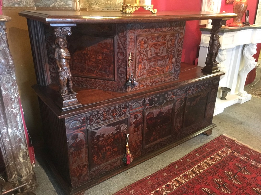 Italian Court Cupboard Bearing Carved date of 1598 