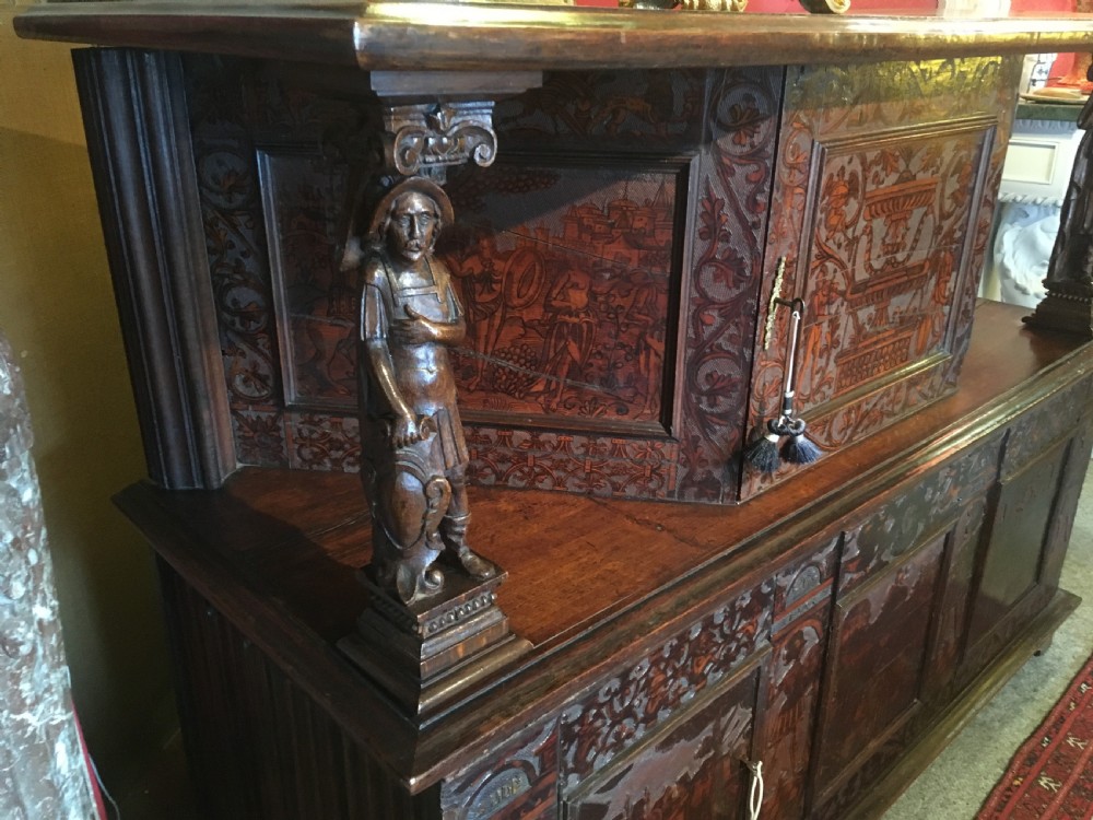 Italian Court Cupboard Bearing Carved date of 1598  View II