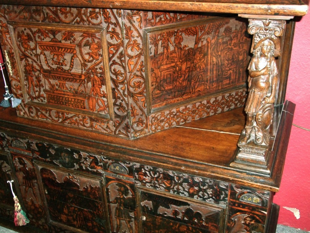 Italian Court Cupboard Bearing Carved date of 1598  View III