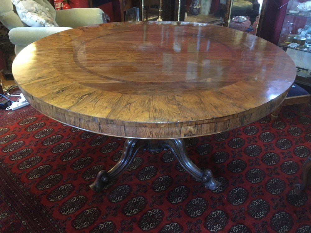 19th Century Rosewood Tilt Top Pedestal Dining Table View III
