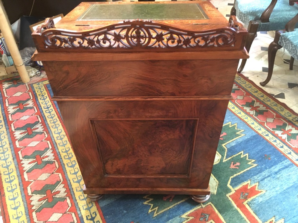 Fine Quality Victorian Walnut Davenport with Superb Marquetry Inlay  View IV