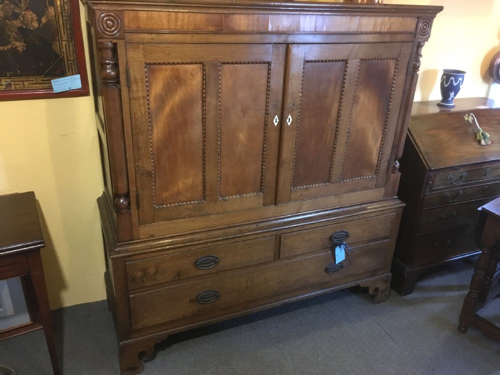 Oak & Mahogany Linen Cupboard Possibly Welsh C.1790
