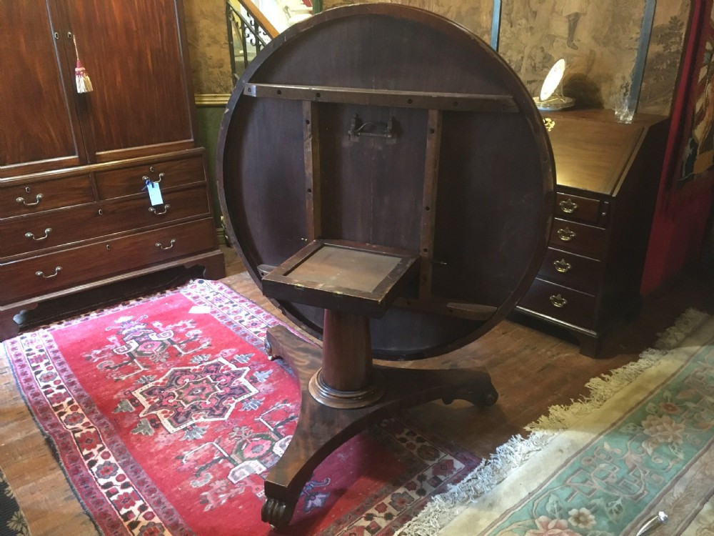 Victorian Circular Curl Mahogany Tilt Top Dining Table. View II