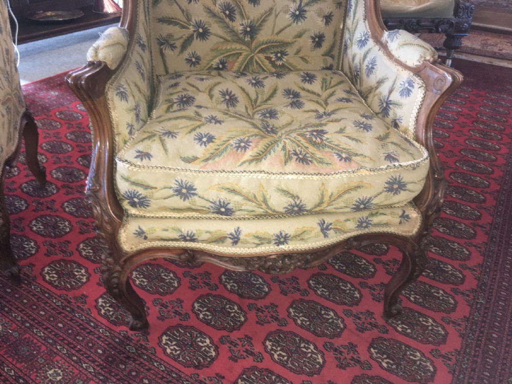 Fine Pair of French Walnut Chairs 19thC View III