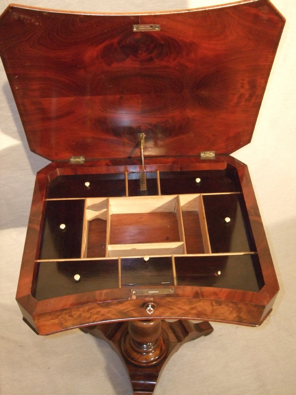 19thC Mahogany Work table with Fitted Interior