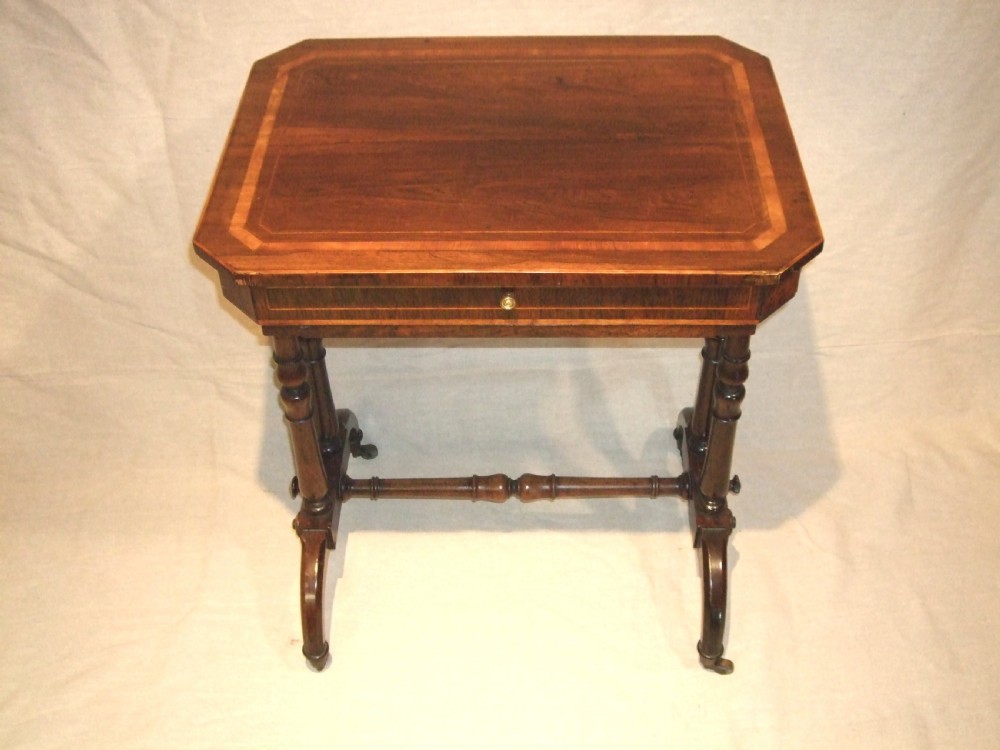 19thC Rosewood & Inlaid Occasional Table with Drawer.