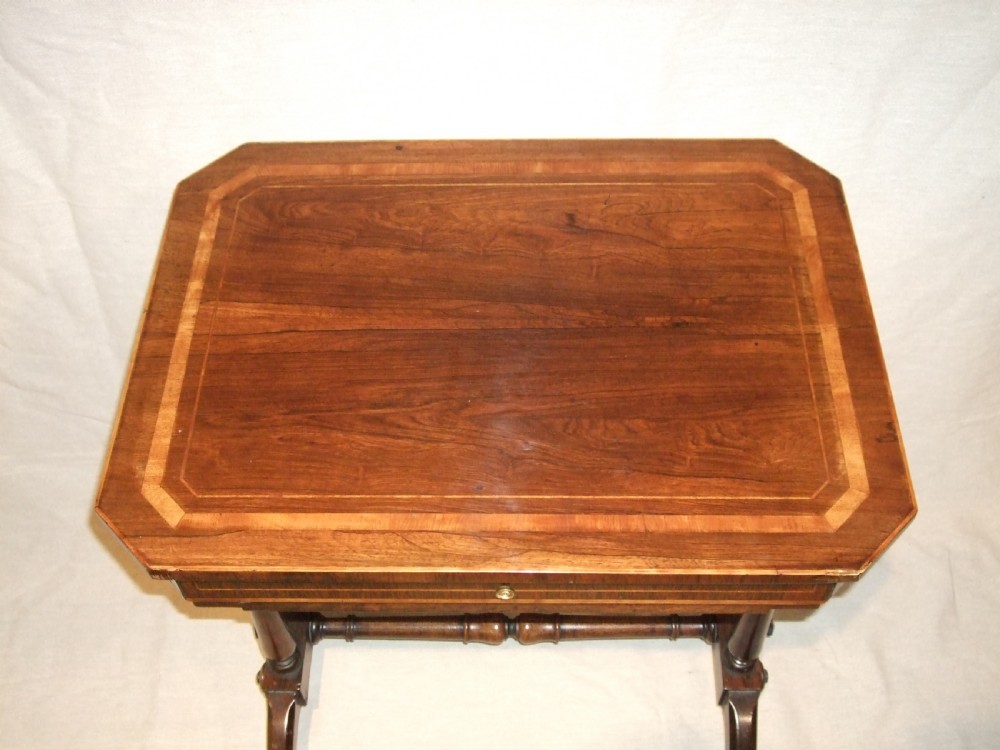 19thC Rosewood & Inlaid Occasional Table with Drawer. View II