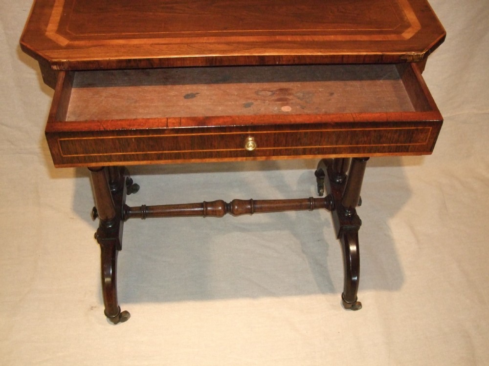 19thC Rosewood & Inlaid Occasional Table with Drawer. View III