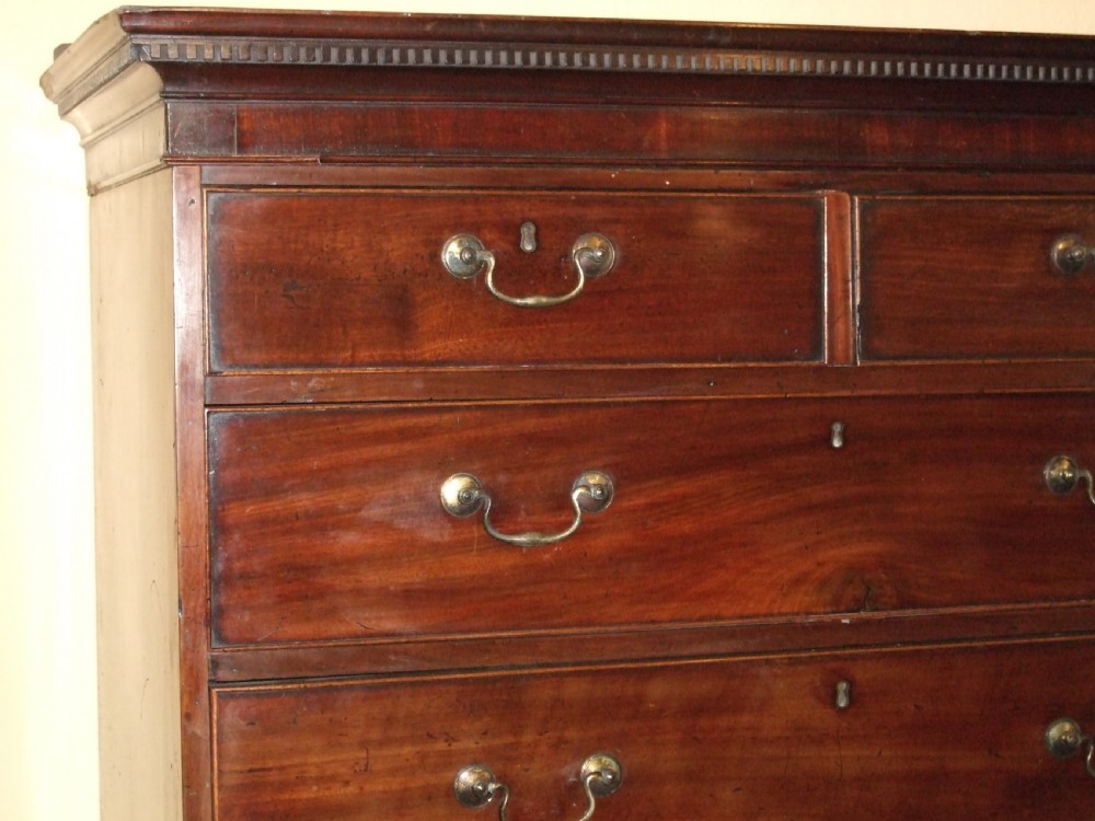George 3rd Mahogany Chest on Chest with Dentil Cornice  View III