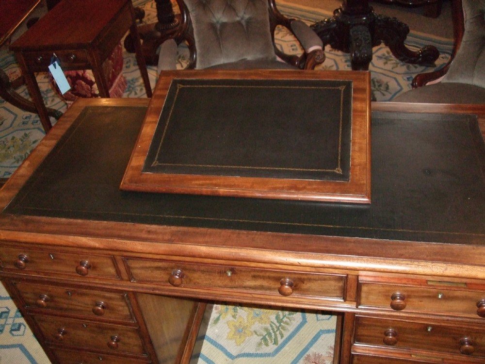 Victorian Mahogany Desk with Leather Writing Surface and Detachable Writing Slope View III