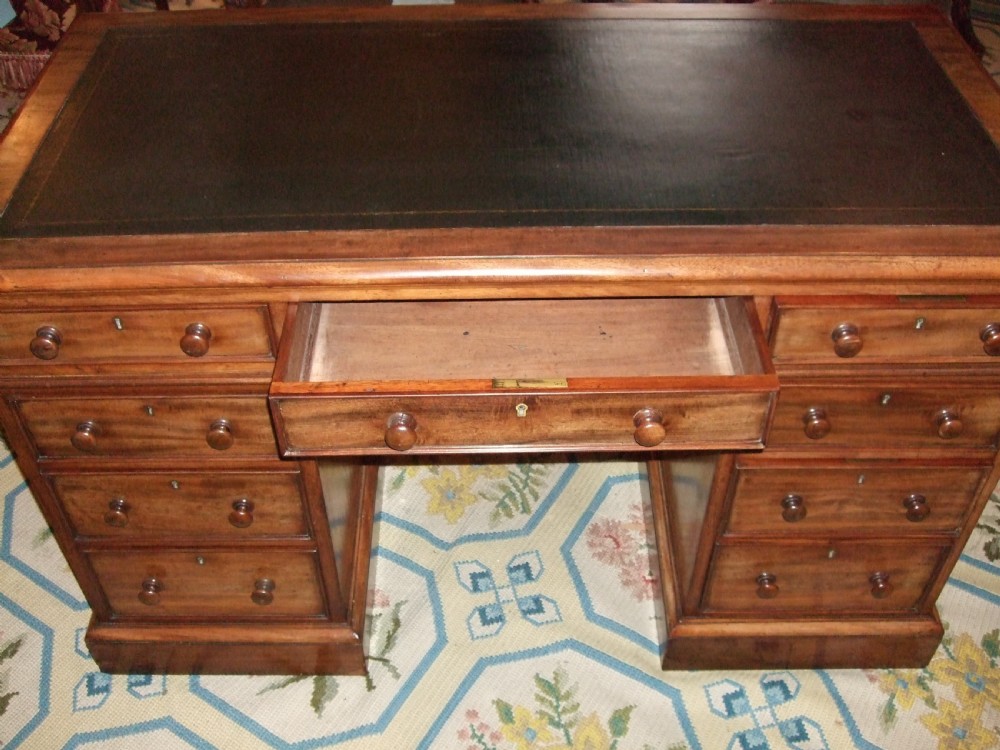 Victorian Mahogany Desk with Leather Writing Surface and Detachable Writing Slope View IV