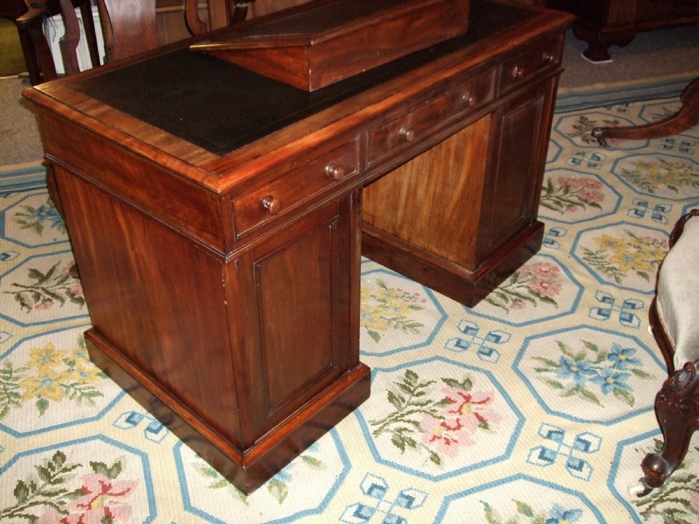 Victorian Mahogany Desk with Leather Writing Surface and Detachable Writing Slope View V