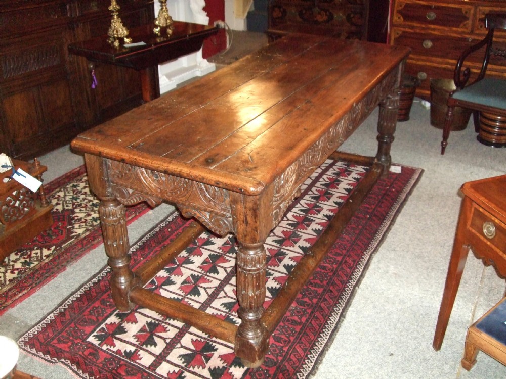 17th Oak Refrectory Table with Carved Decoration